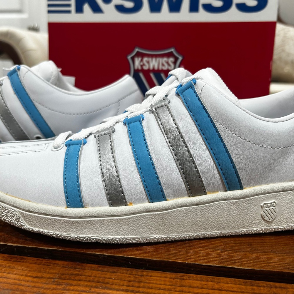K-Swiss Classic Luxury‎ Edition Women 9 White Blue Silver 9001171 Sneakers - Picture 4 of 9